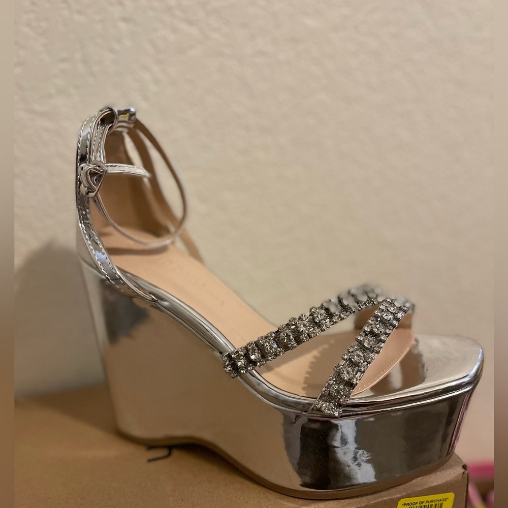 FASHION NOVA Silver Wedges
